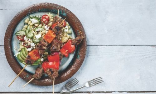 Greek Beef Skewers With Couscous Salad